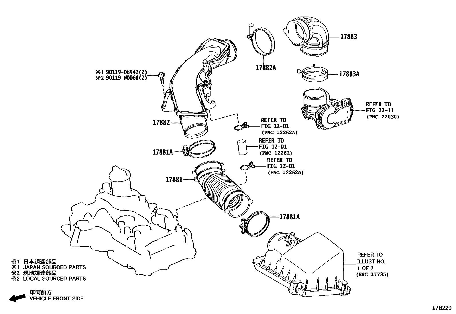 Toyota YARIS Air Cleaner EPC diagram — 17B229