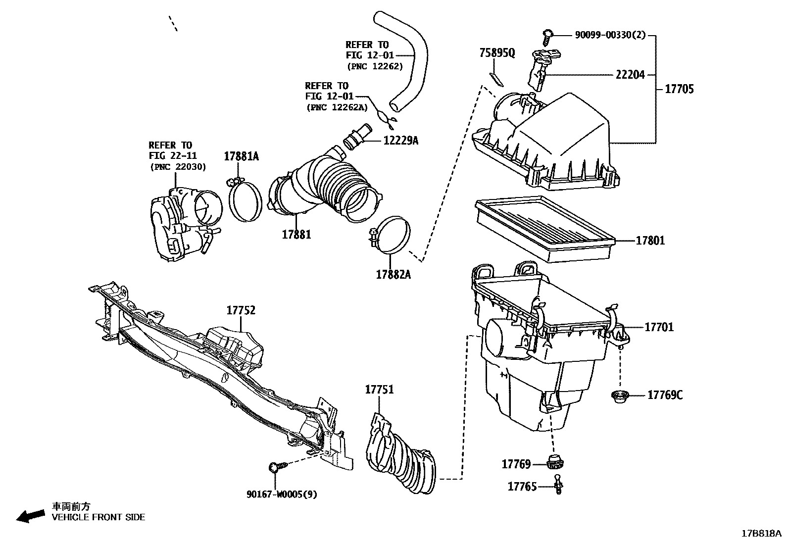 Toyota YARIS Air Cleaner EPC diagram — 17B818A