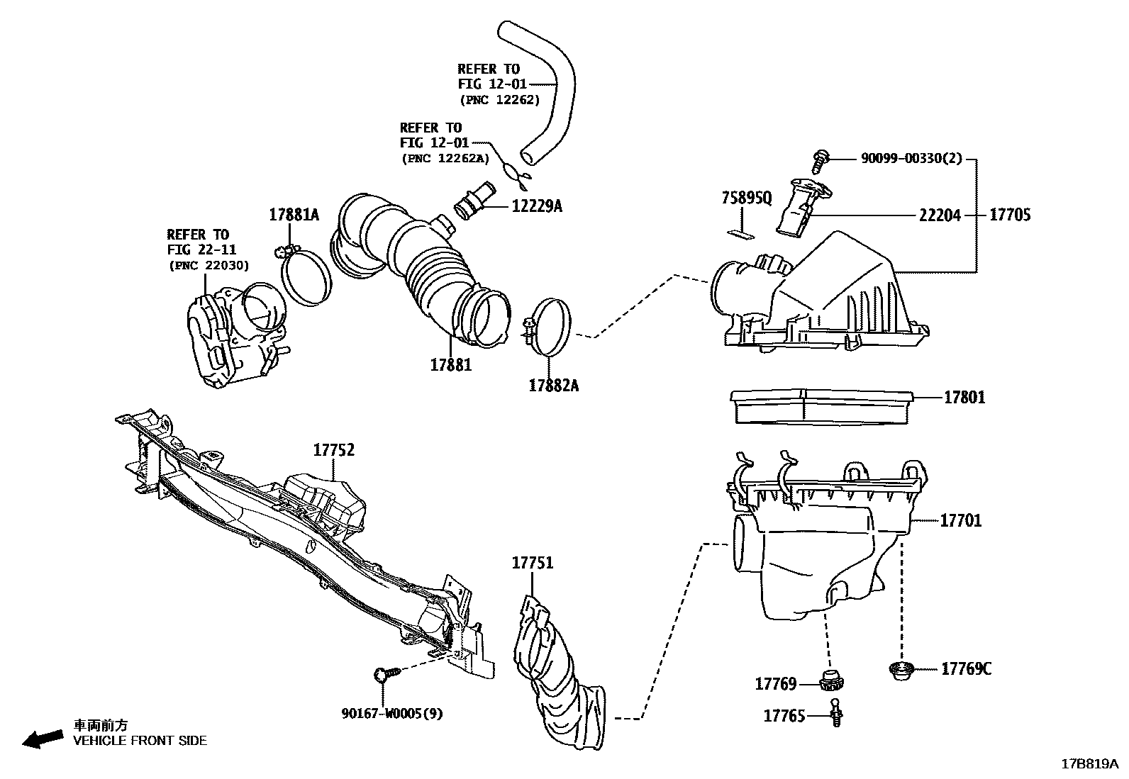 Toyota YARIS Air Cleaner EPC diagram — 17B819A