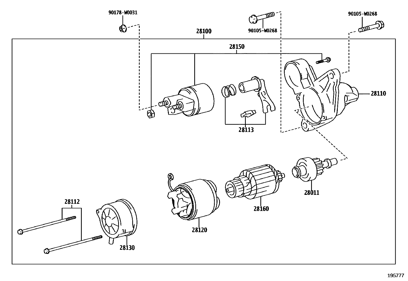 Toyota YARIS 起动机 EPC diagram — 195777