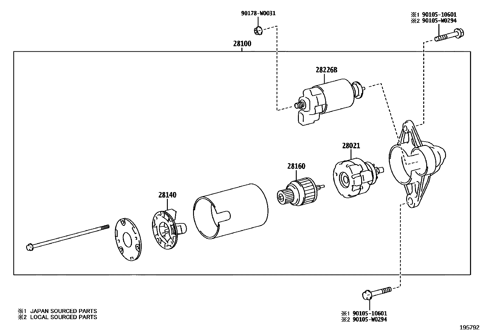 Toyota YARIS 起动机 EPC diagram — 195792