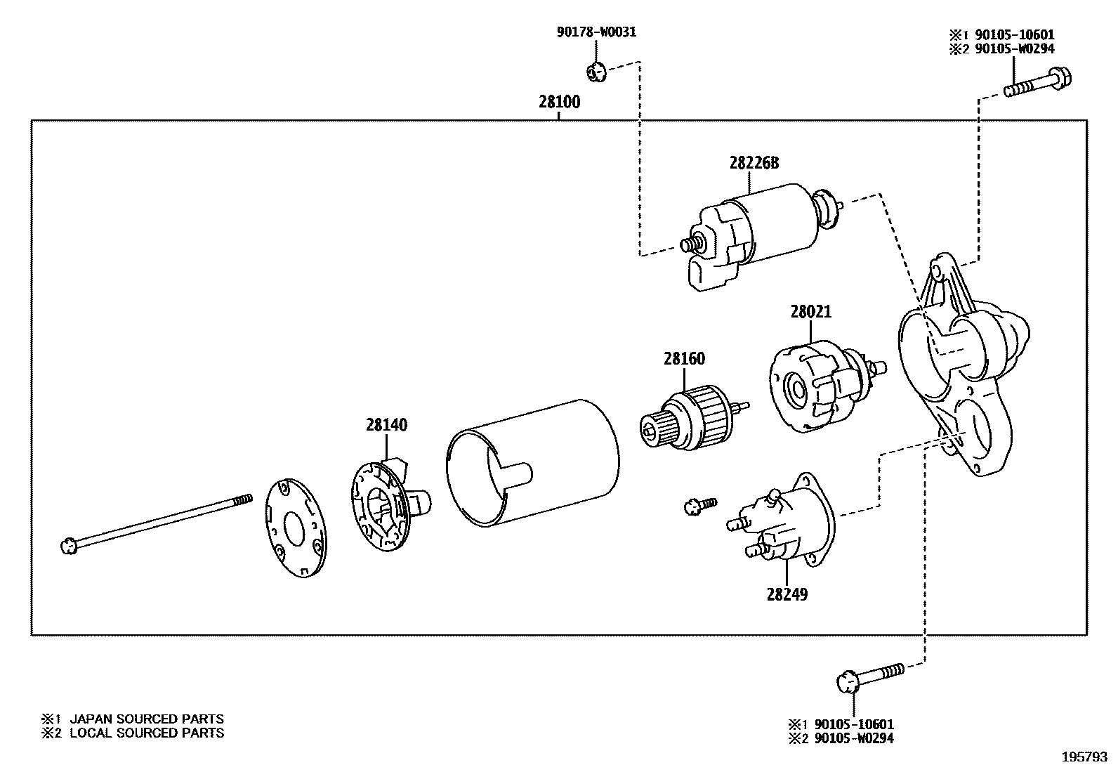 Toyota YARIS 起动机 EPC diagram — 195793