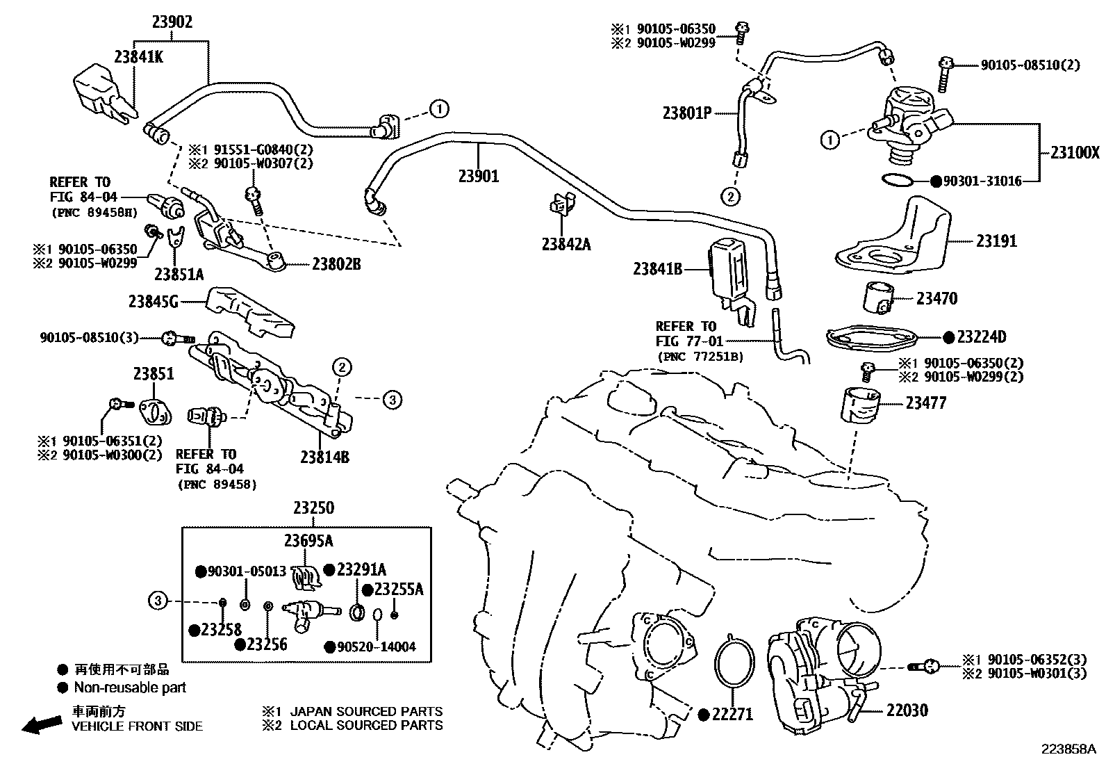 Toyota YARIS 燃油喷射系统 EPC diagram — 223858A