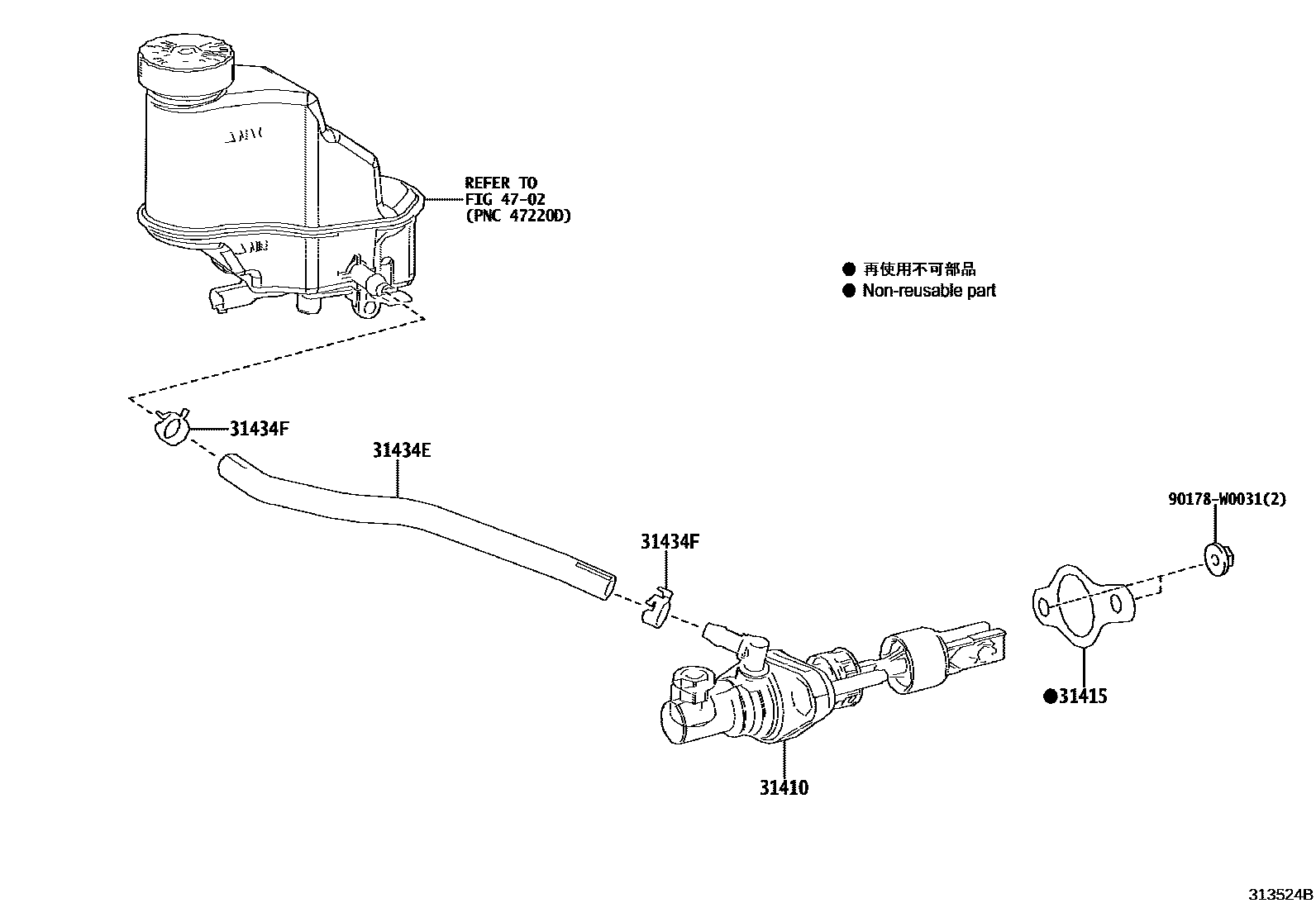 Toyota YARIS 离合器总泵 EPC diagram — 313524B