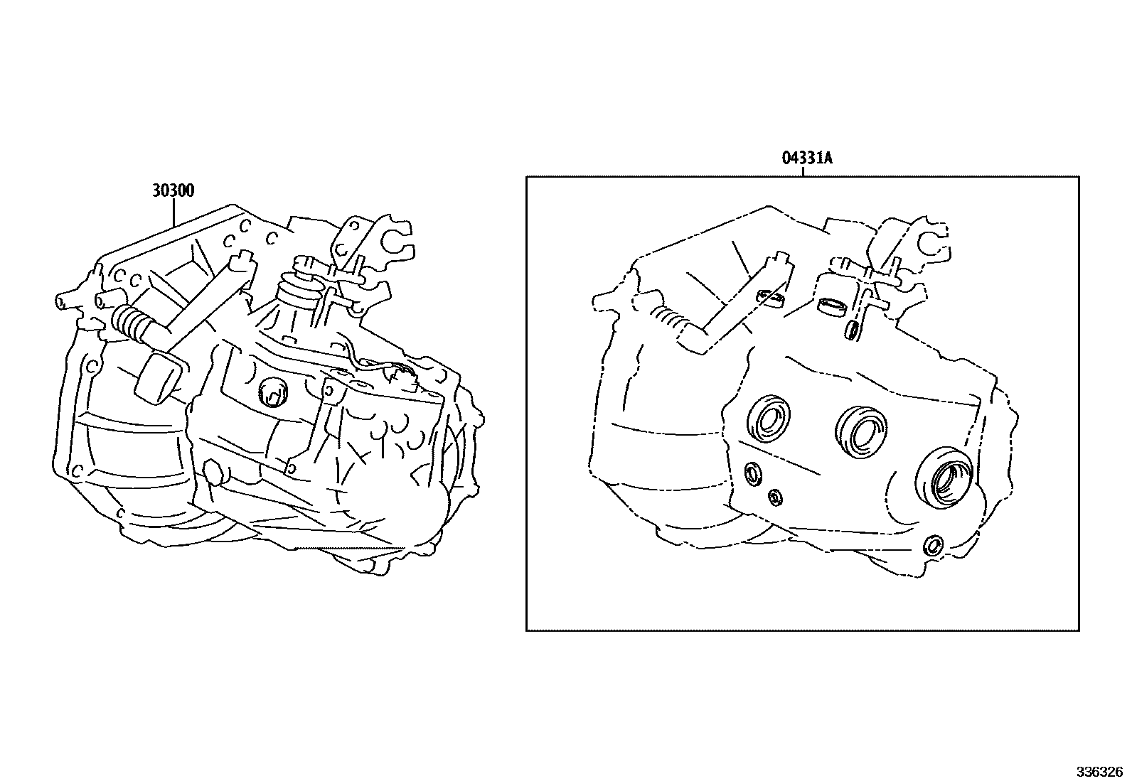 Toyota YARIS 传动桥或变速器总成和衬垫组件(MTM) EPC diagram — 336326