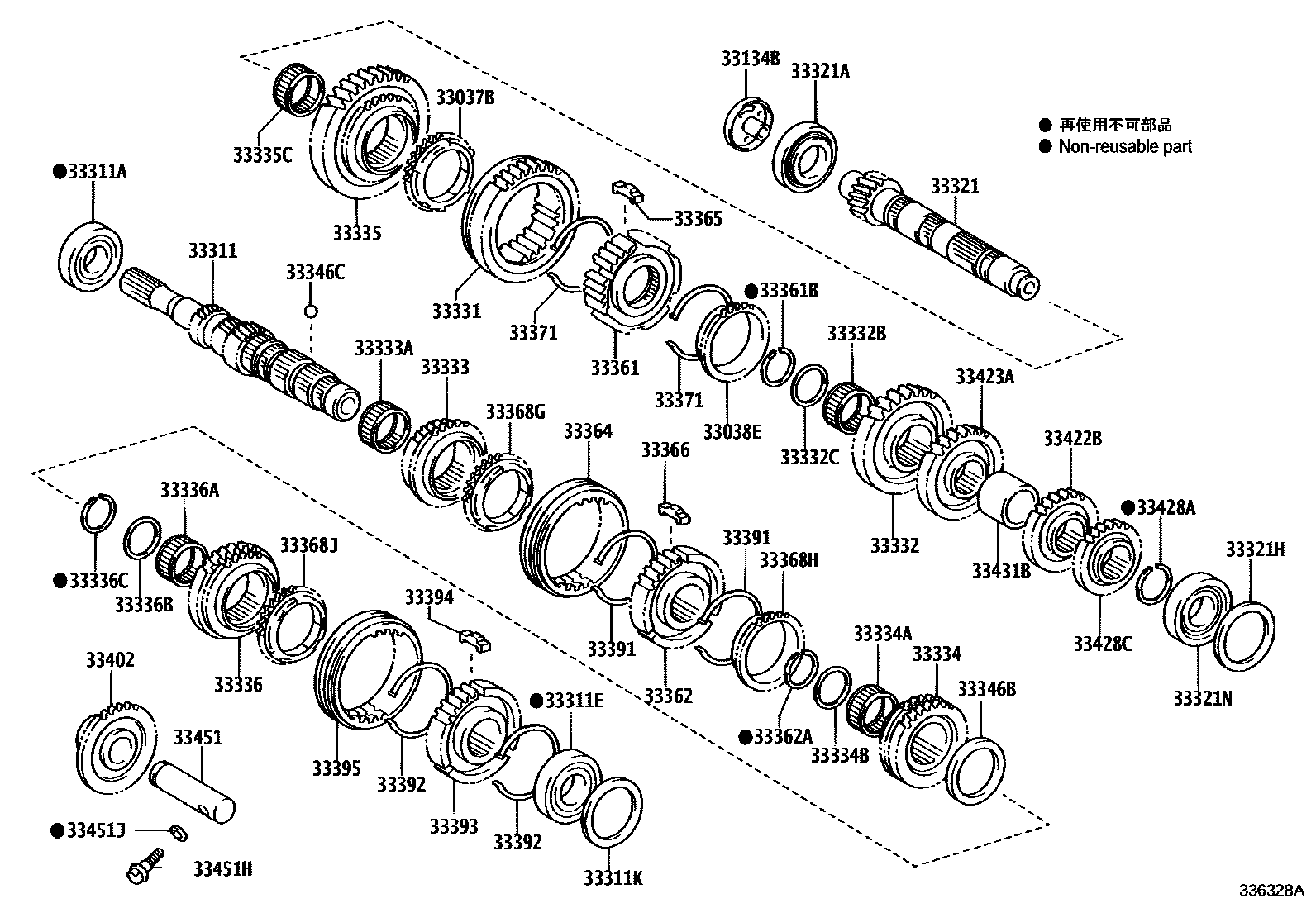 Toyota YARIS 变速器齿轮(MTM) EPC diagram — 336328A
