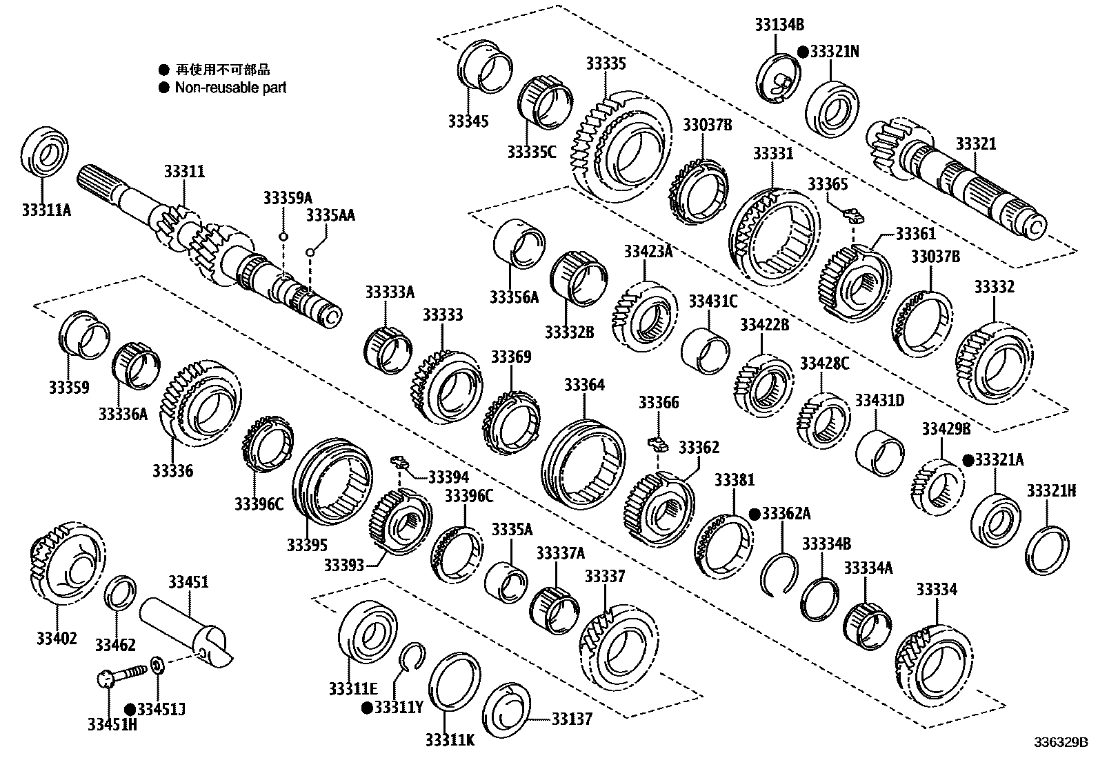 Toyota YARIS 变速器齿轮(MTM) EPC diagram — 336329B