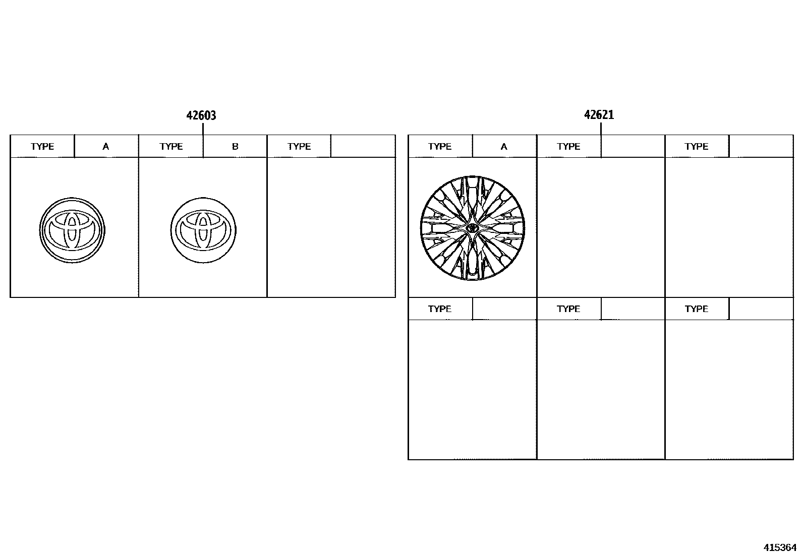 Toyota YARIS 车轮和车轮盖 EPC diagram — 415364