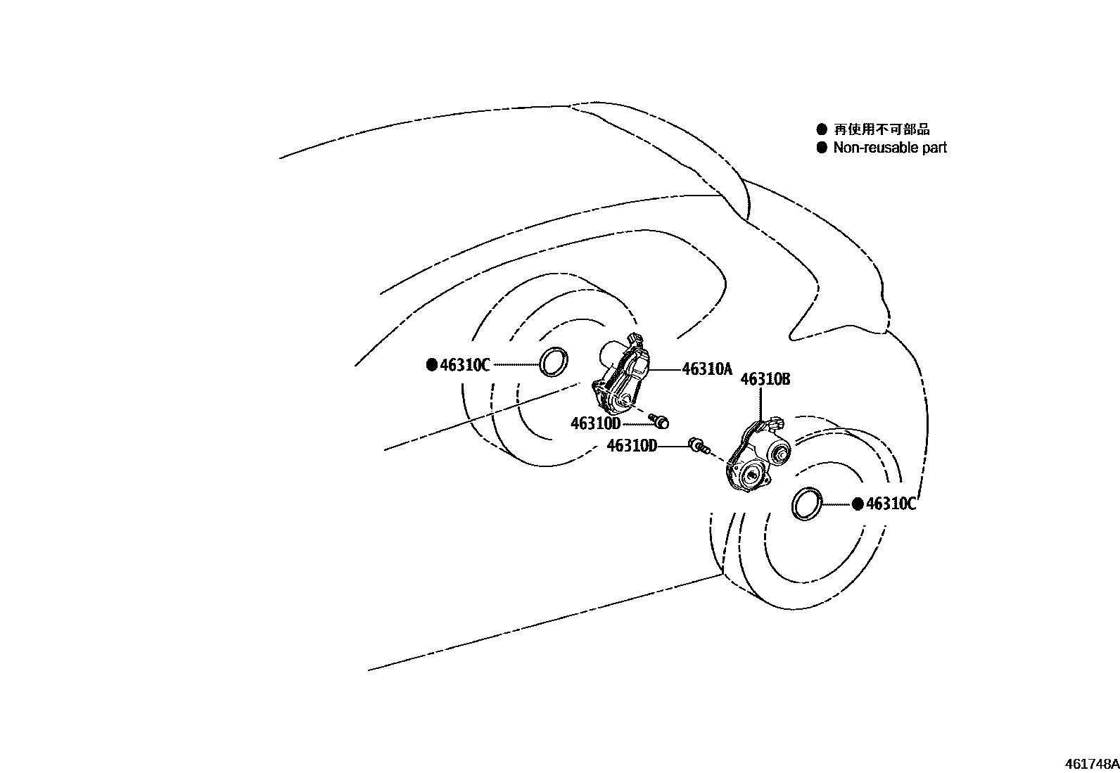 Toyota YARIS Parking Brake & Cable EPC diagram — 461748A