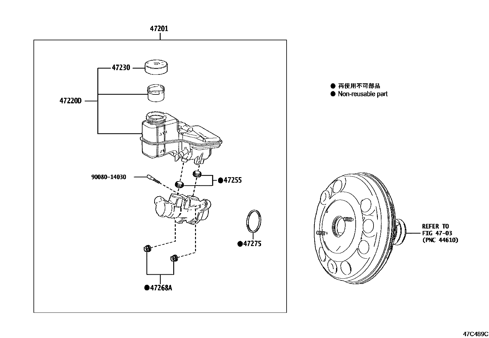 Toyota YARIS 制动总泵 EPC diagram — 47C489C