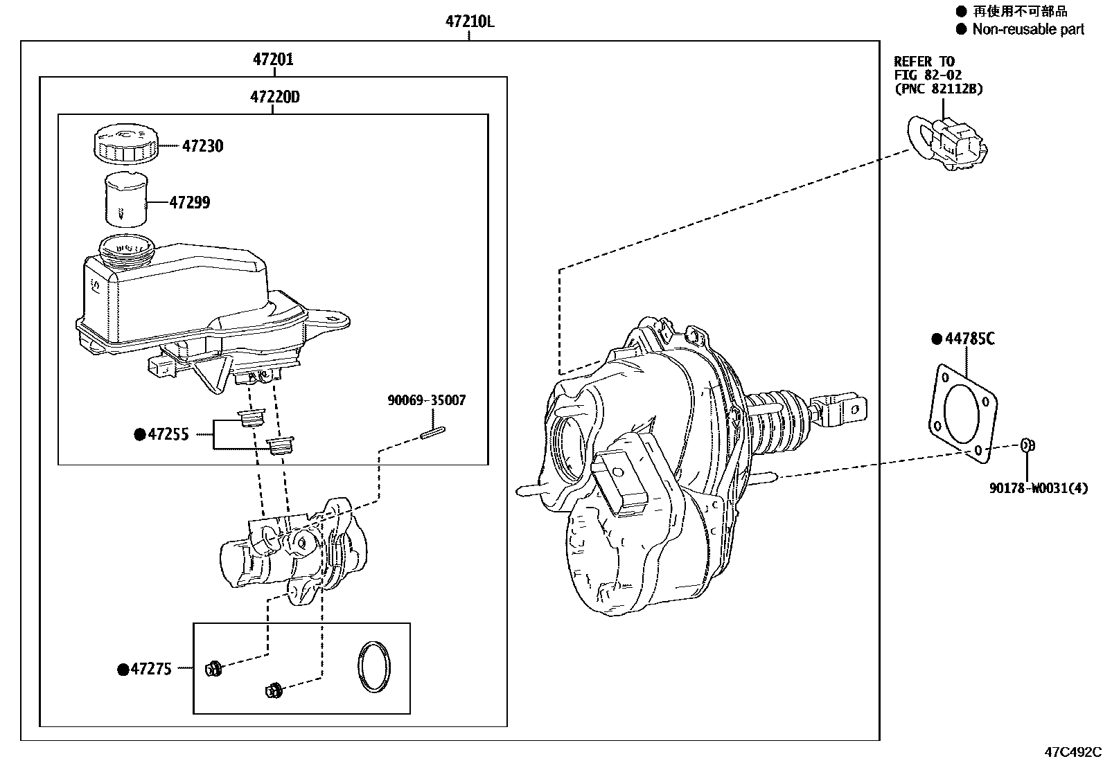 Toyota YARIS 制动总泵 EPC diagram — 47C492C