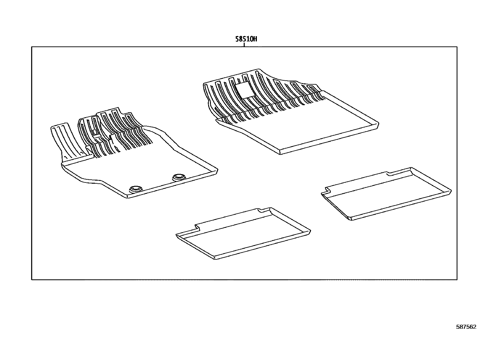 Toyota YARIS 地板垫和地毯 EPC diagram — 587562