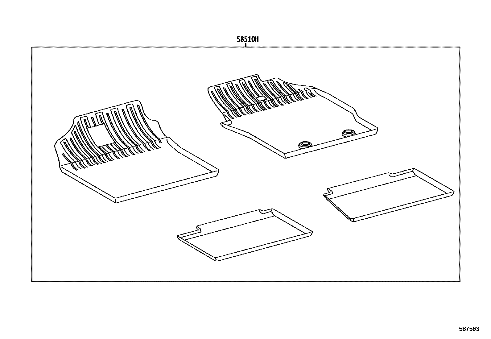 Toyota YARIS 地板垫和地毯 EPC diagram — 587563