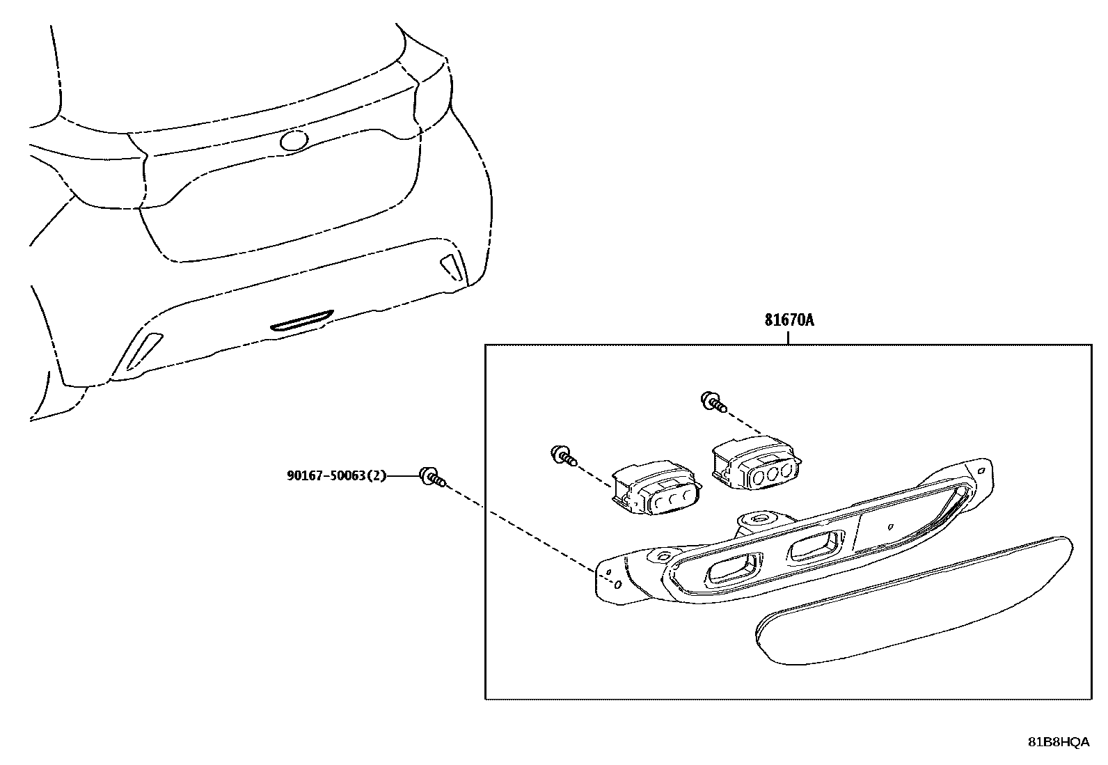 Toyota YARIS 倒车灯 EPC diagram — 81B8HQA