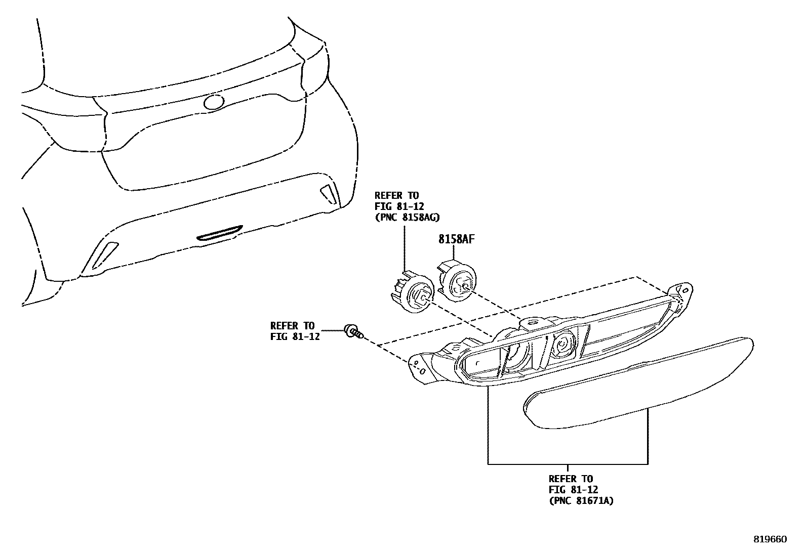 Toyota YARIS 后雾灯 EPC diagram — 819660