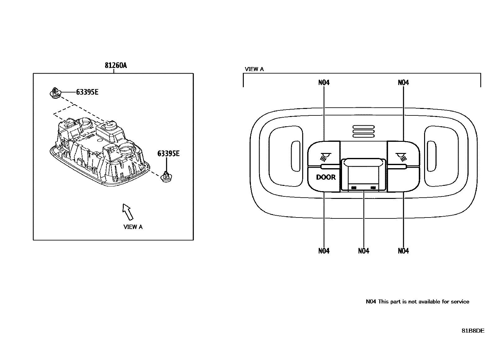 Toyota YARIS 车内灯 EPC diagram — 81B8DE
