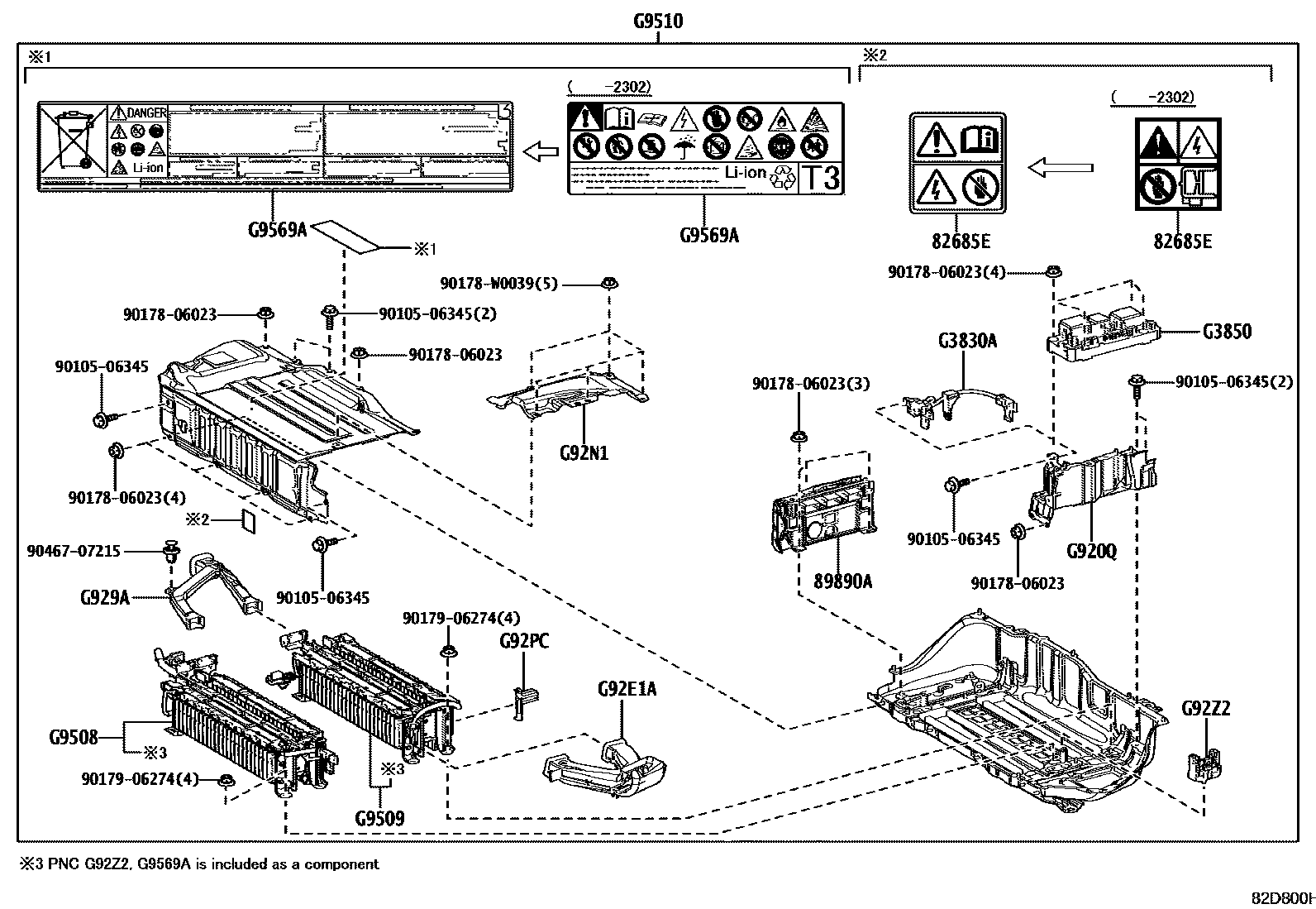 Toyota YARIS 蓄电池和蓄电池电缆 EPC diagram — 82D800H