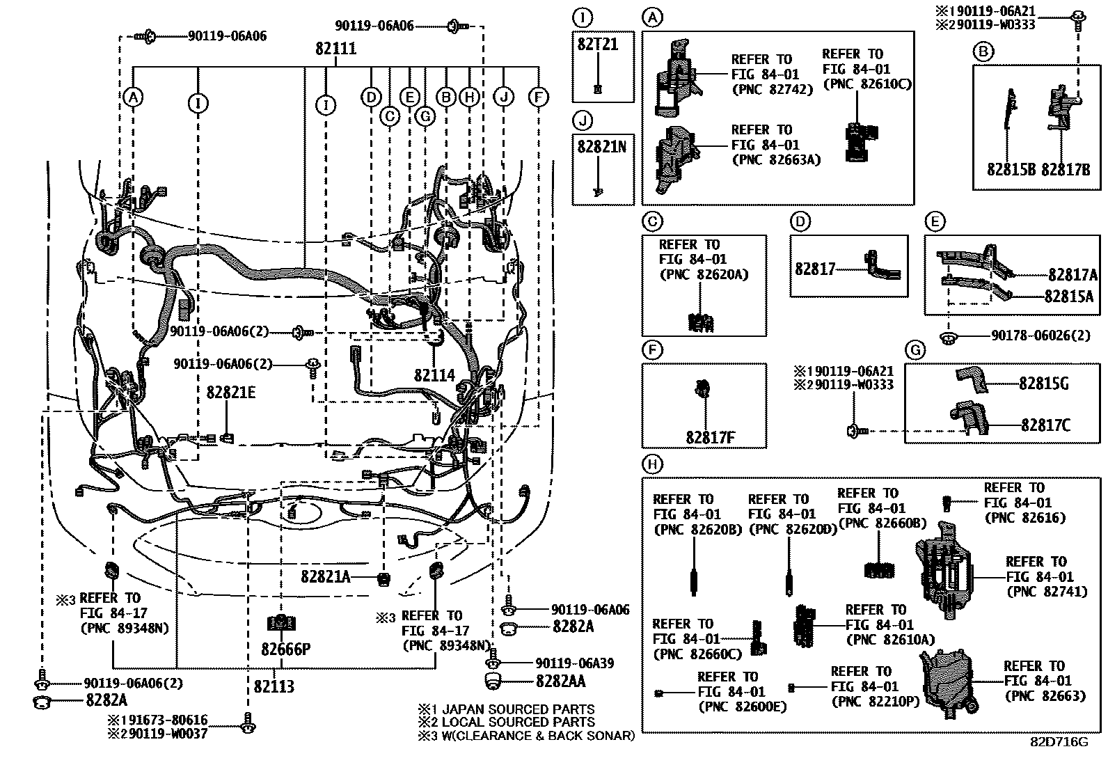 Toyota YARIS 线束和卡夹 EPC diagram — 82D716G