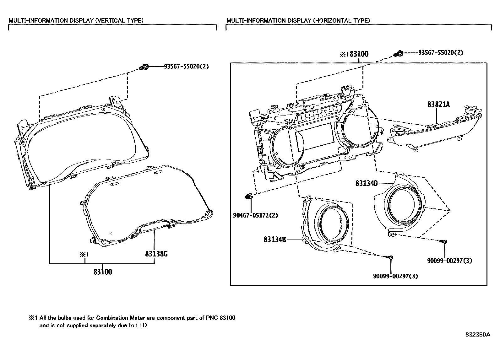 Toyota YARIS 仪表 EPC diagram — 832350A