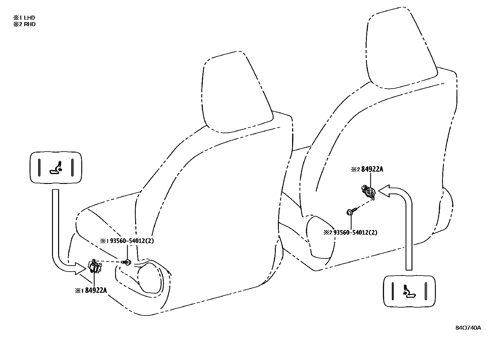Toyota YARIS 开关和继电器和ECU EPC diagram — 84O740A