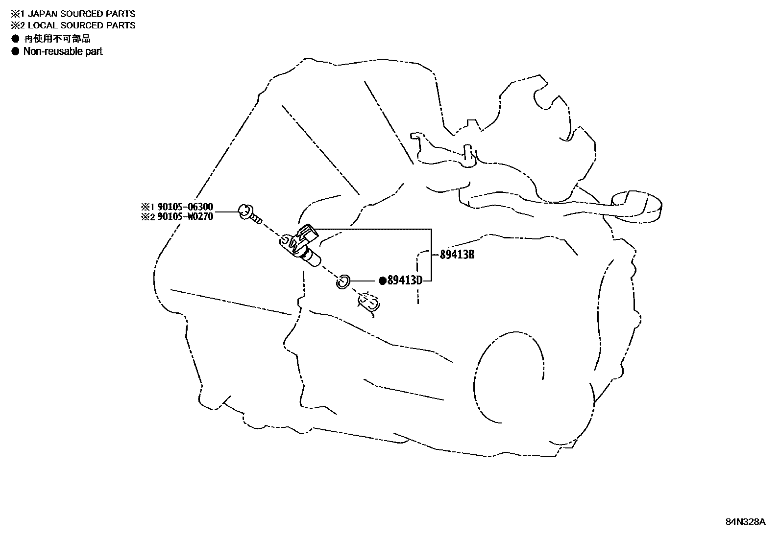 Toyota YARIS 超速档和电子控制变速器 EPC diagram — 84N328A