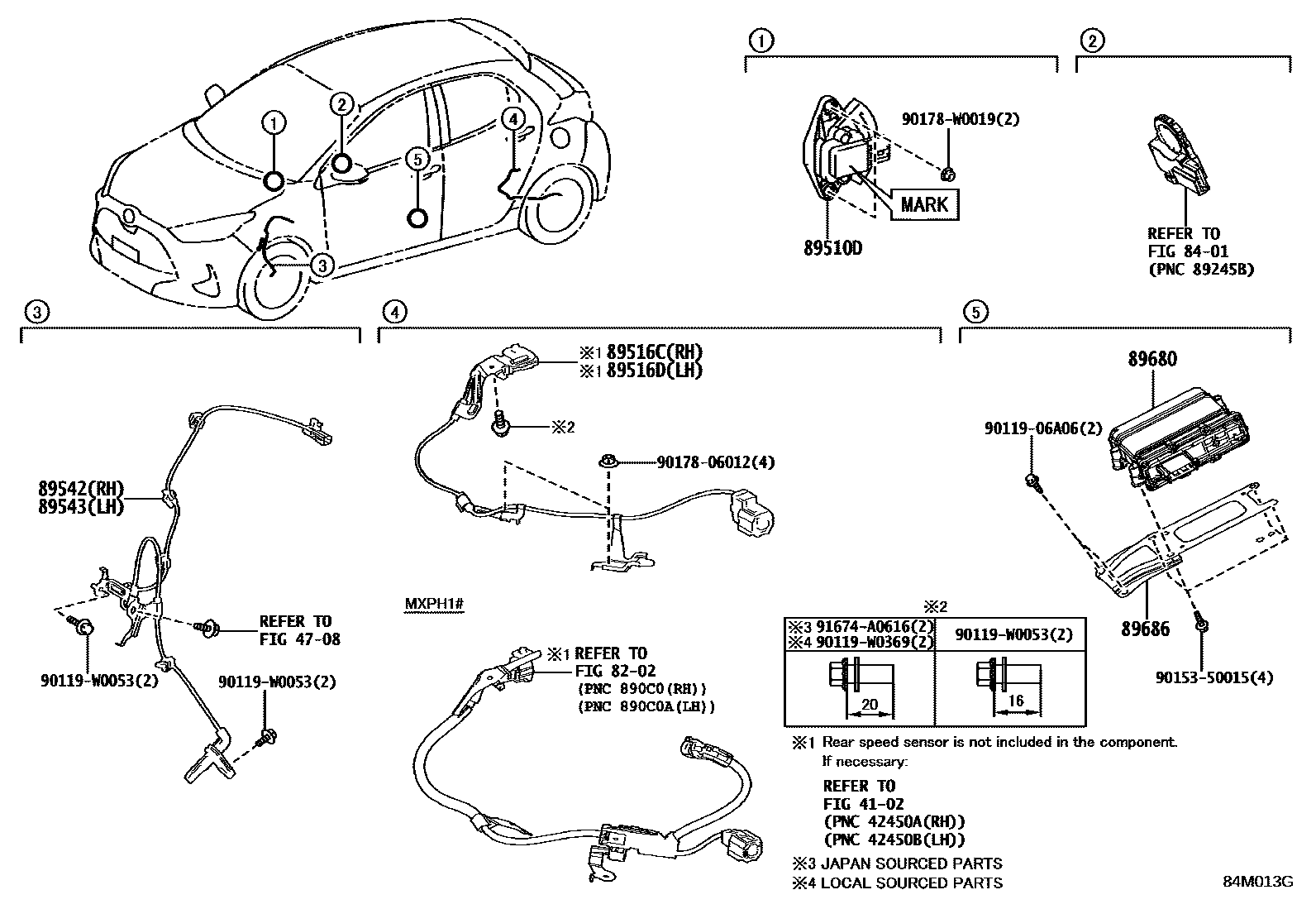 Toyota YARIS ABS 和 VSC EPC diagram — 84M013G
