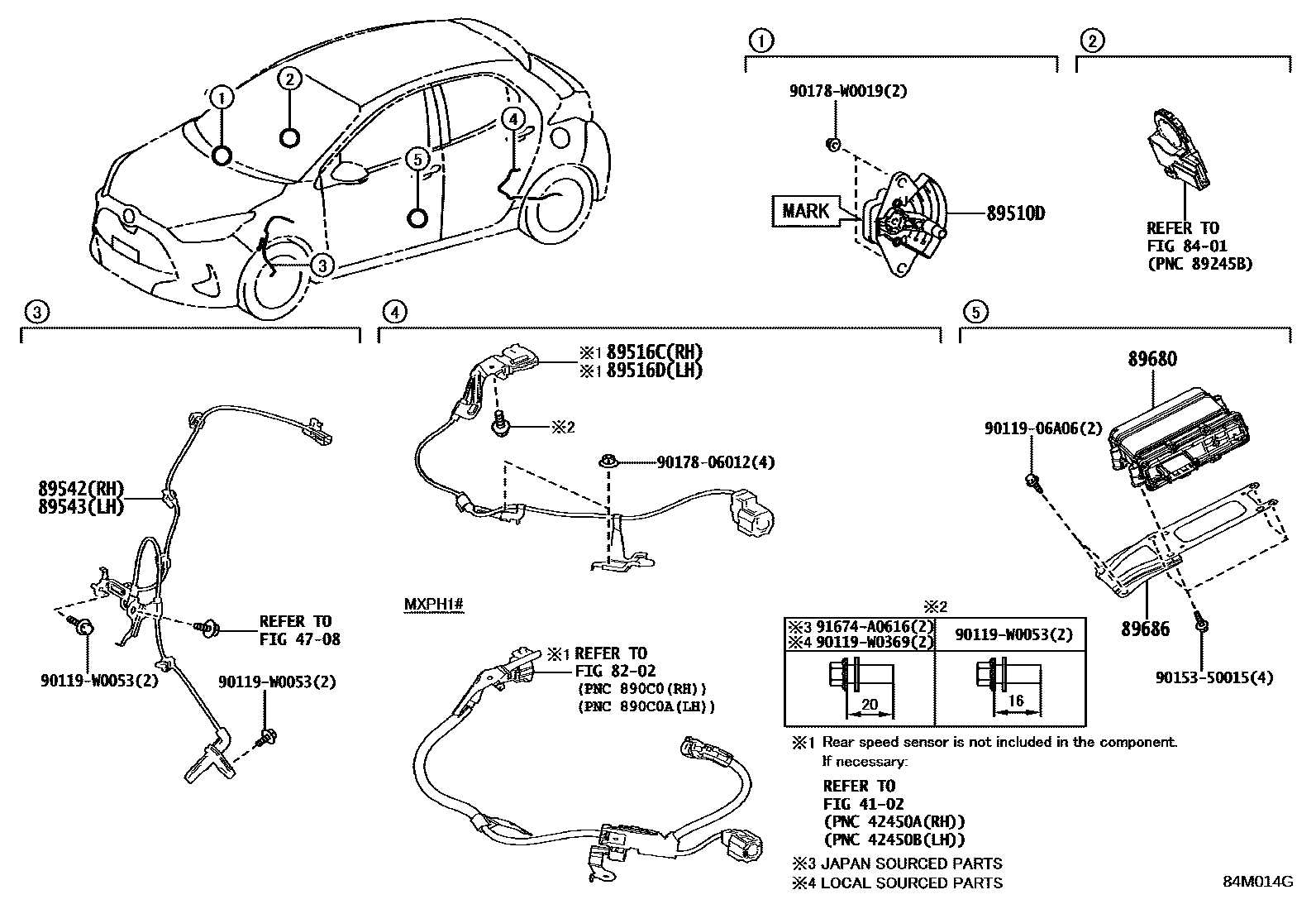 Toyota YARIS ABS 和 VSC EPC diagram — 84M014G