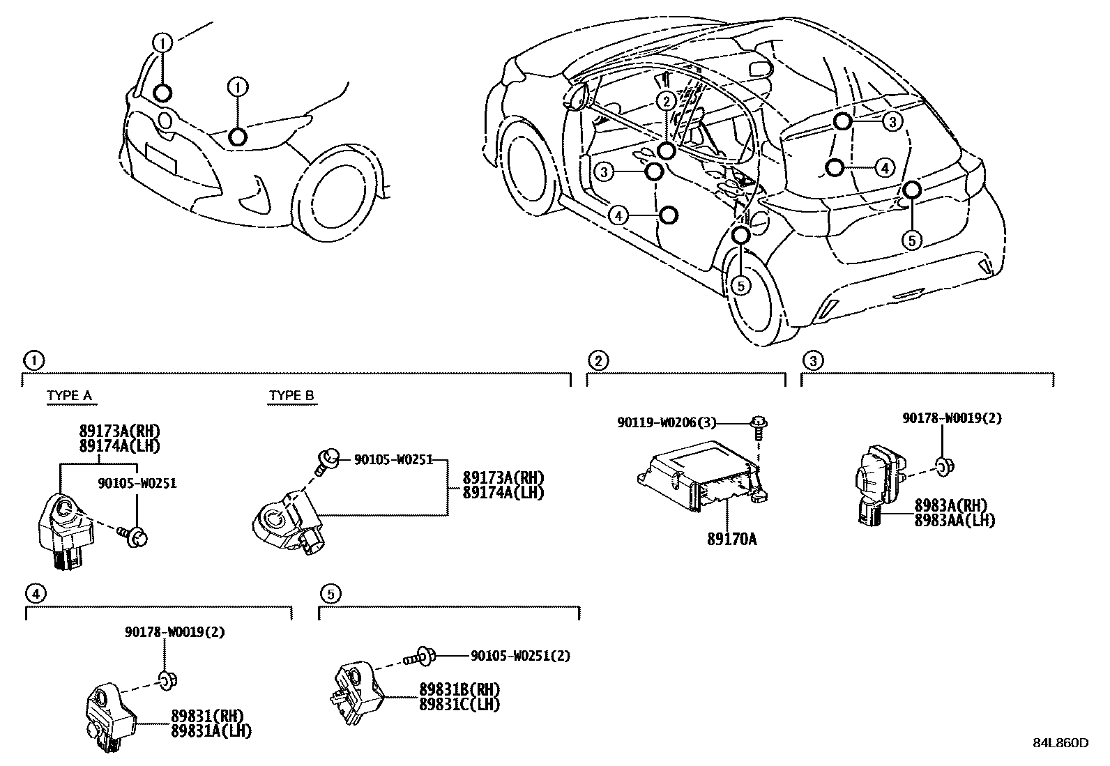 Toyota YARIS 空气囊 EPC diagram — 84L860D