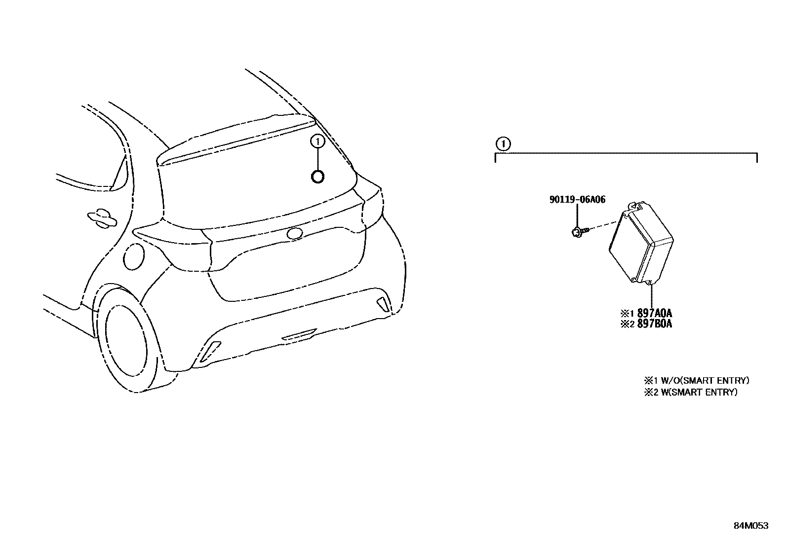 Toyota YARIS 轮胎压力警告系统 EPC diagram — 84M053