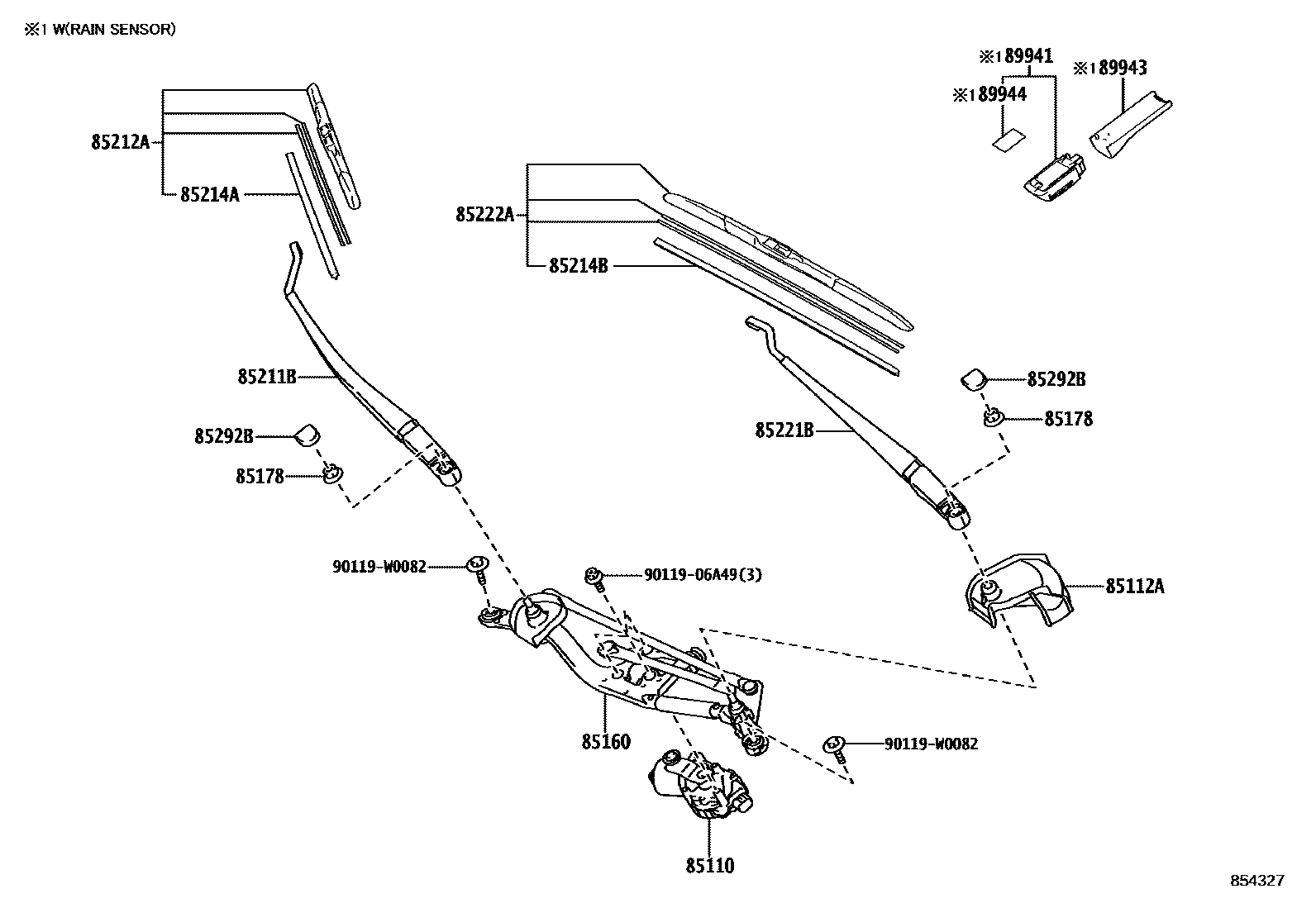 Toyota YARIS 挡风玻璃刮水器 EPC diagram — 854327