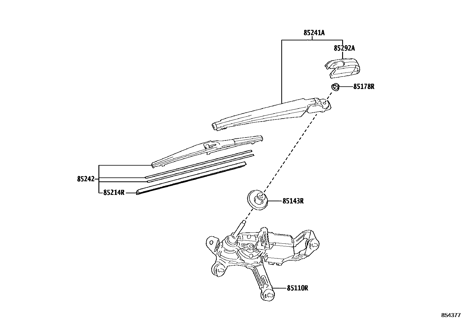 Toyota YARIS 后刮水器 EPC diagram — 854377