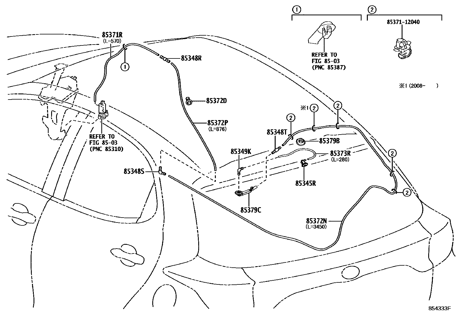Toyota YARIS 后清洗器 EPC diagram — 854333F