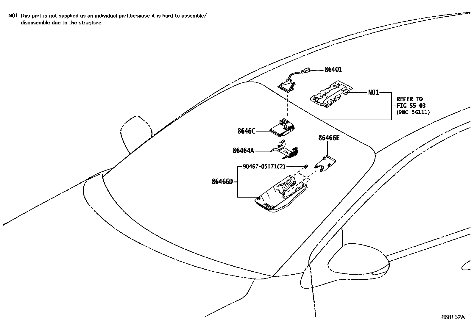 Toyota YARIS 预碰撞安全系统 EPC diagram — 868152A