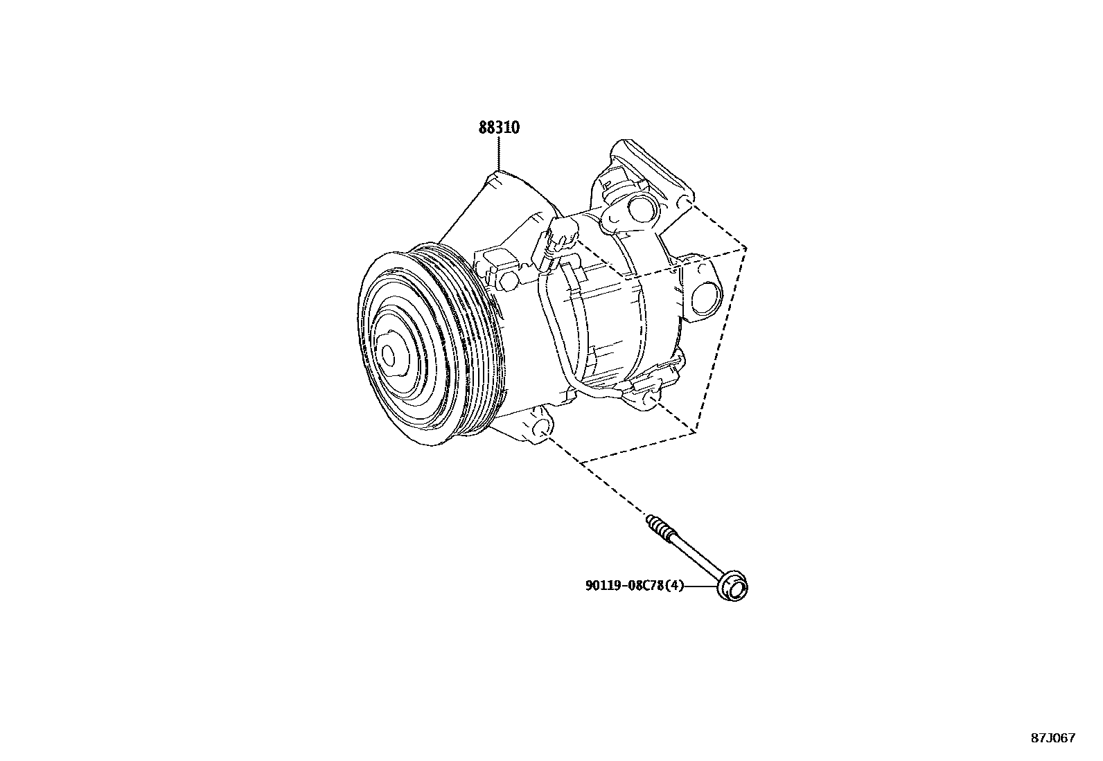 Toyota YARIS Heating & Air Conditioning - Compressor EPC diagram — 87J067