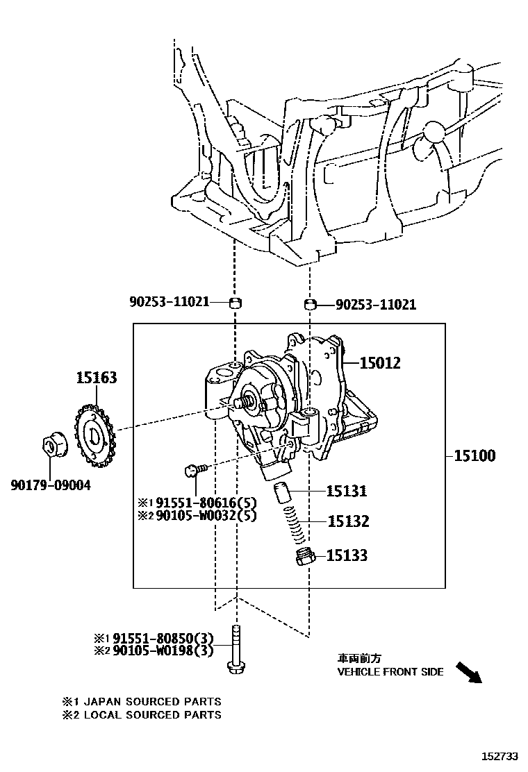 Toyota YARIS Engine Oil Pump EPC diagram — 152733