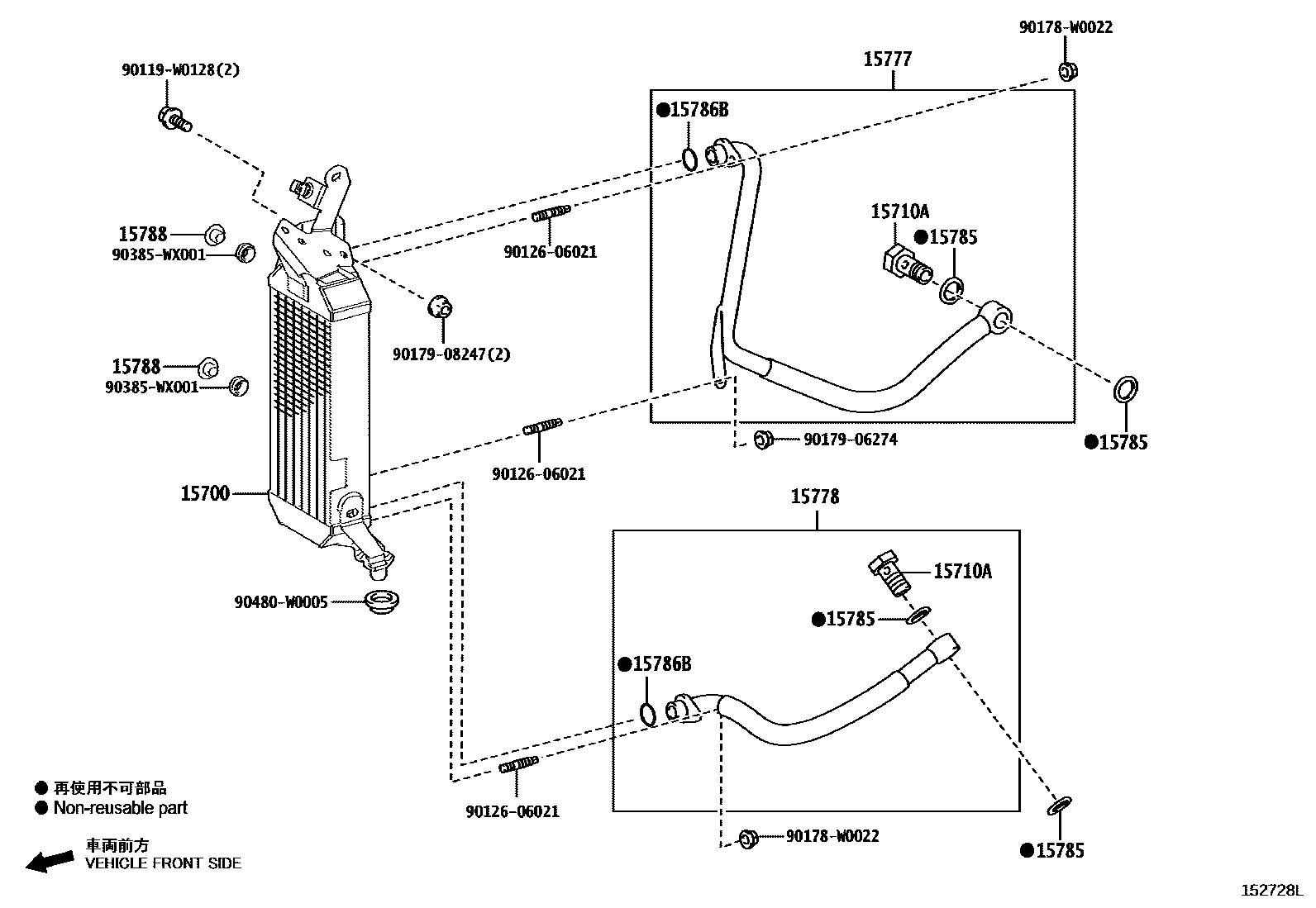 Toyota YARIS Engine Oil Cooler EPC diagram — 152728L