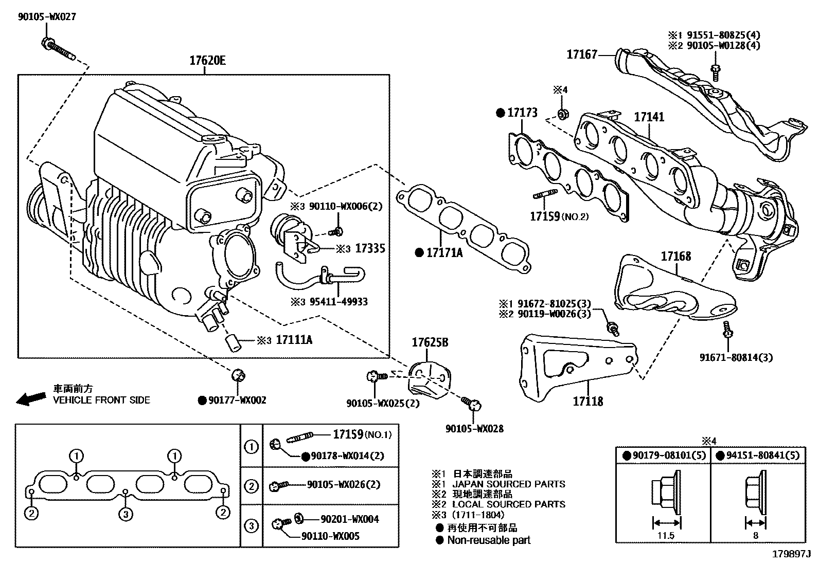 Toyota YARIS Manifold EPC diagram — 179897J