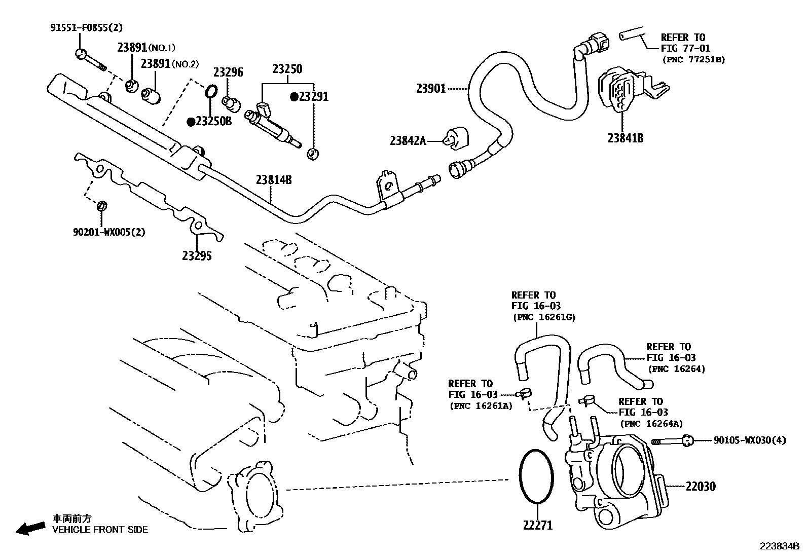 Toyota YARIS 燃油喷射系统 EPC diagram — 223834B