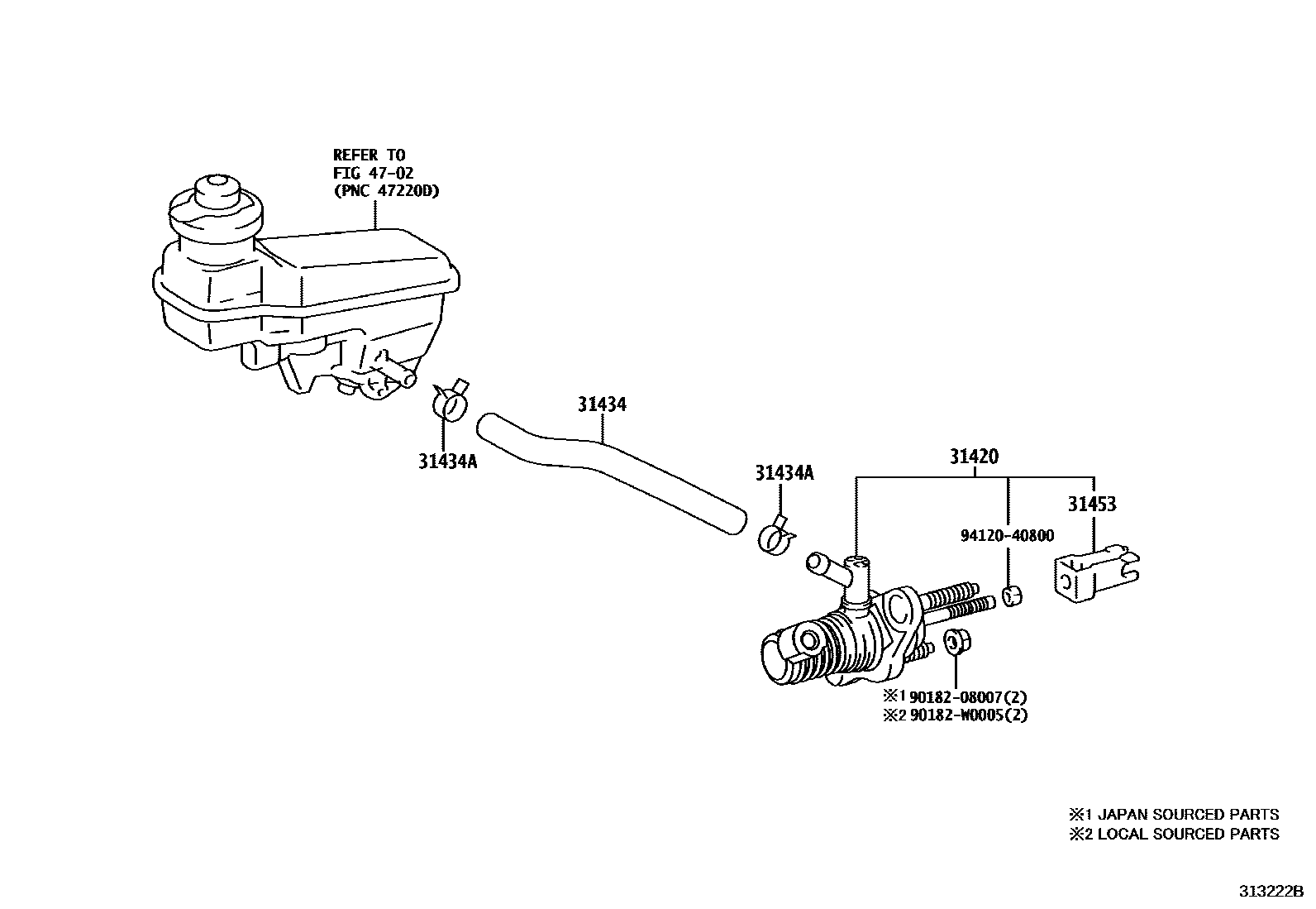 Toyota YARIS 离合器总泵 EPC diagram — 313222B