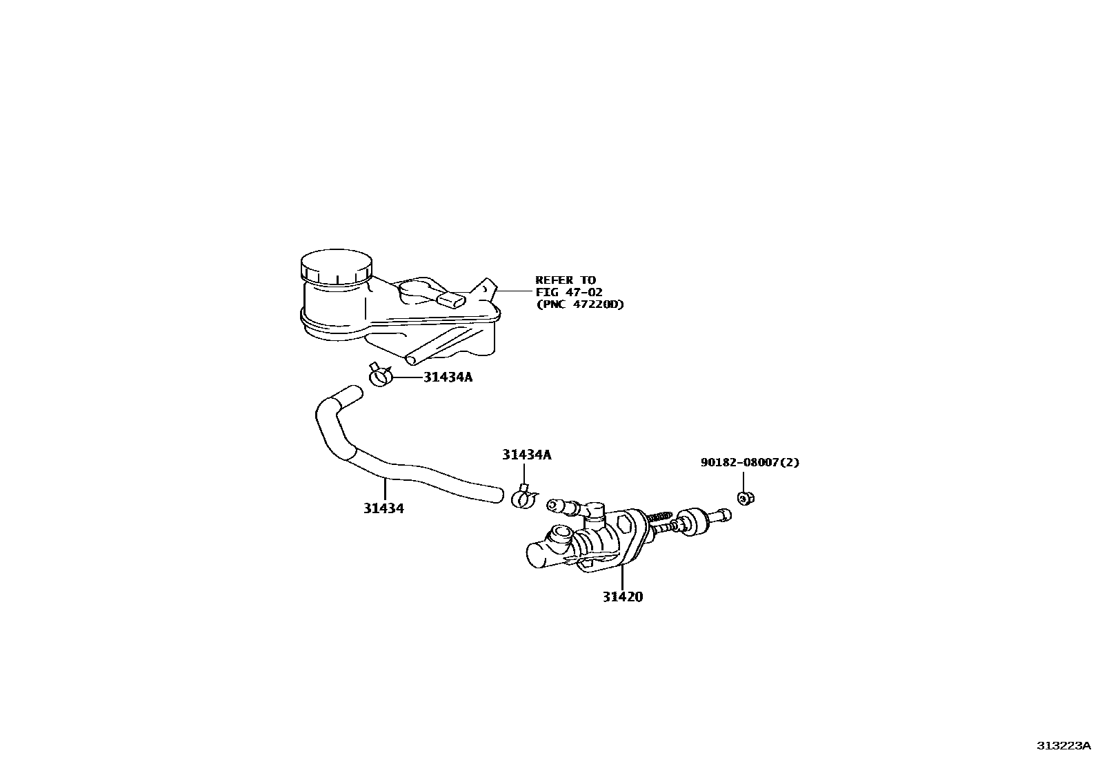 Toyota YARIS 离合器总泵 EPC diagram — 313223A