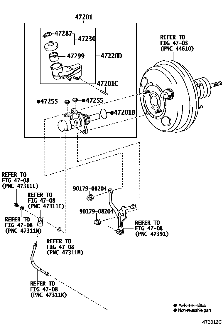 Toyota YARIS 制动总泵 EPC diagram — 47B012C