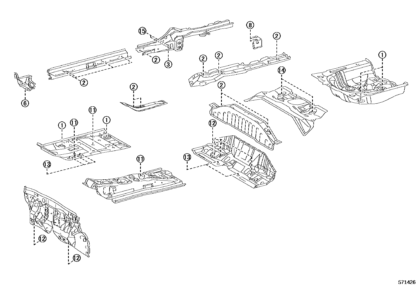 Toyota YARIS hole plug EPC diagram — 571426