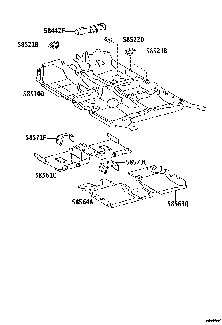 Toyota YARIS 地板垫和地毯 EPC diagram — 586454