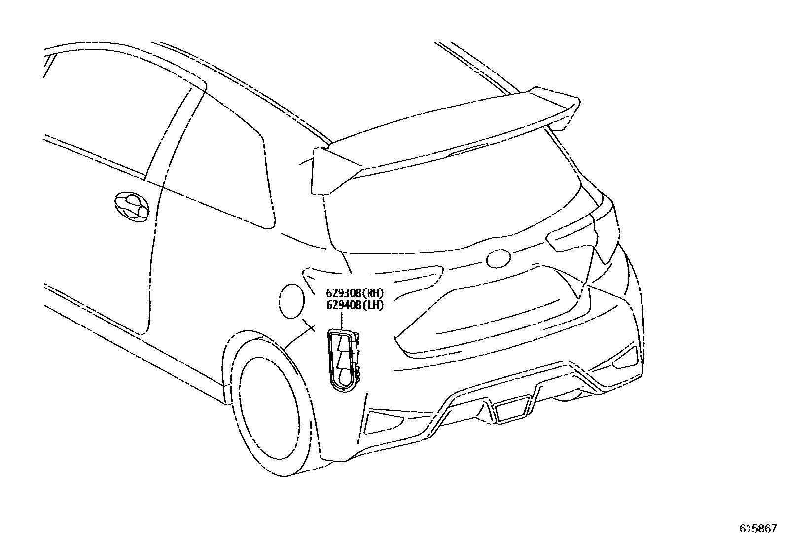 Toyota YARIS 车侧通风装置 EPC diagram — 615867