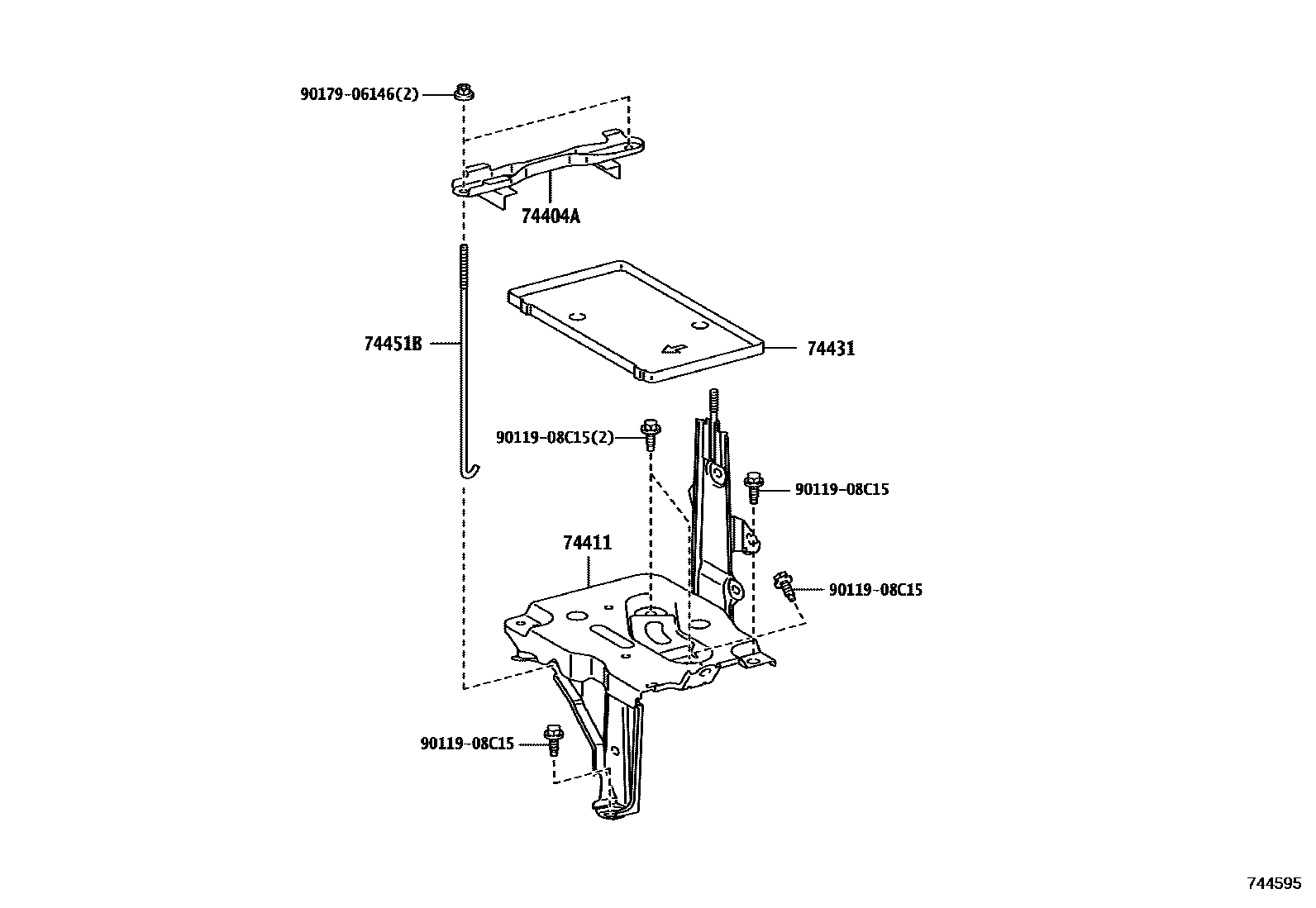 Toyota YARIS battery holder EPC diagram — 744595