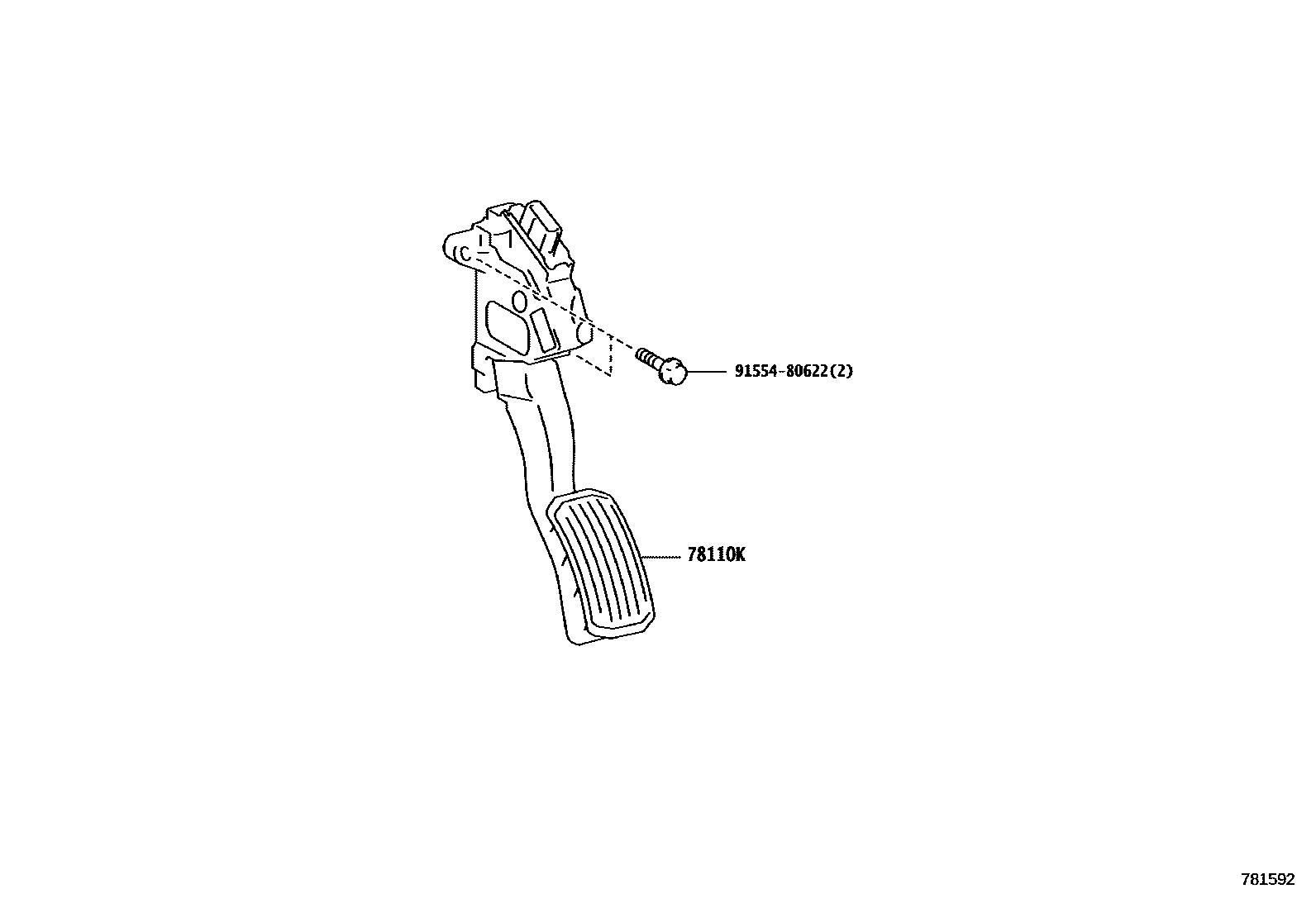 Toyota YARIS accelerator pedal connecting rod EPC diagram — 781592