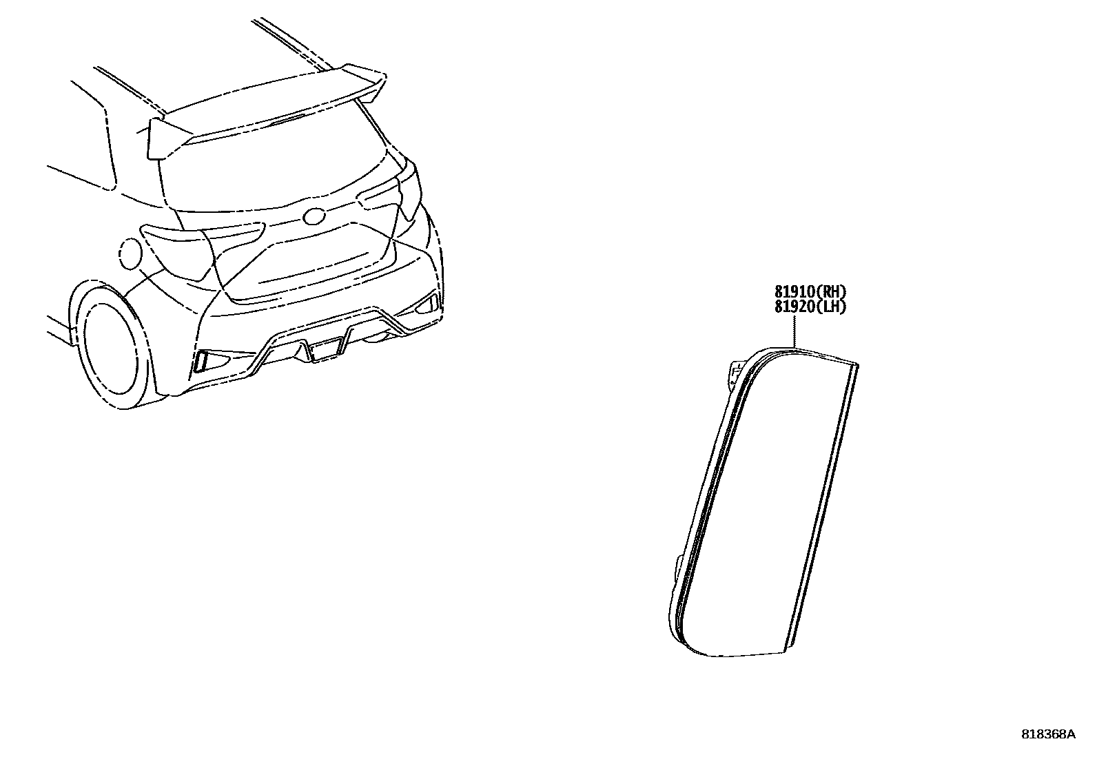 Toyota YARIS reflector EPC diagram — 818368A