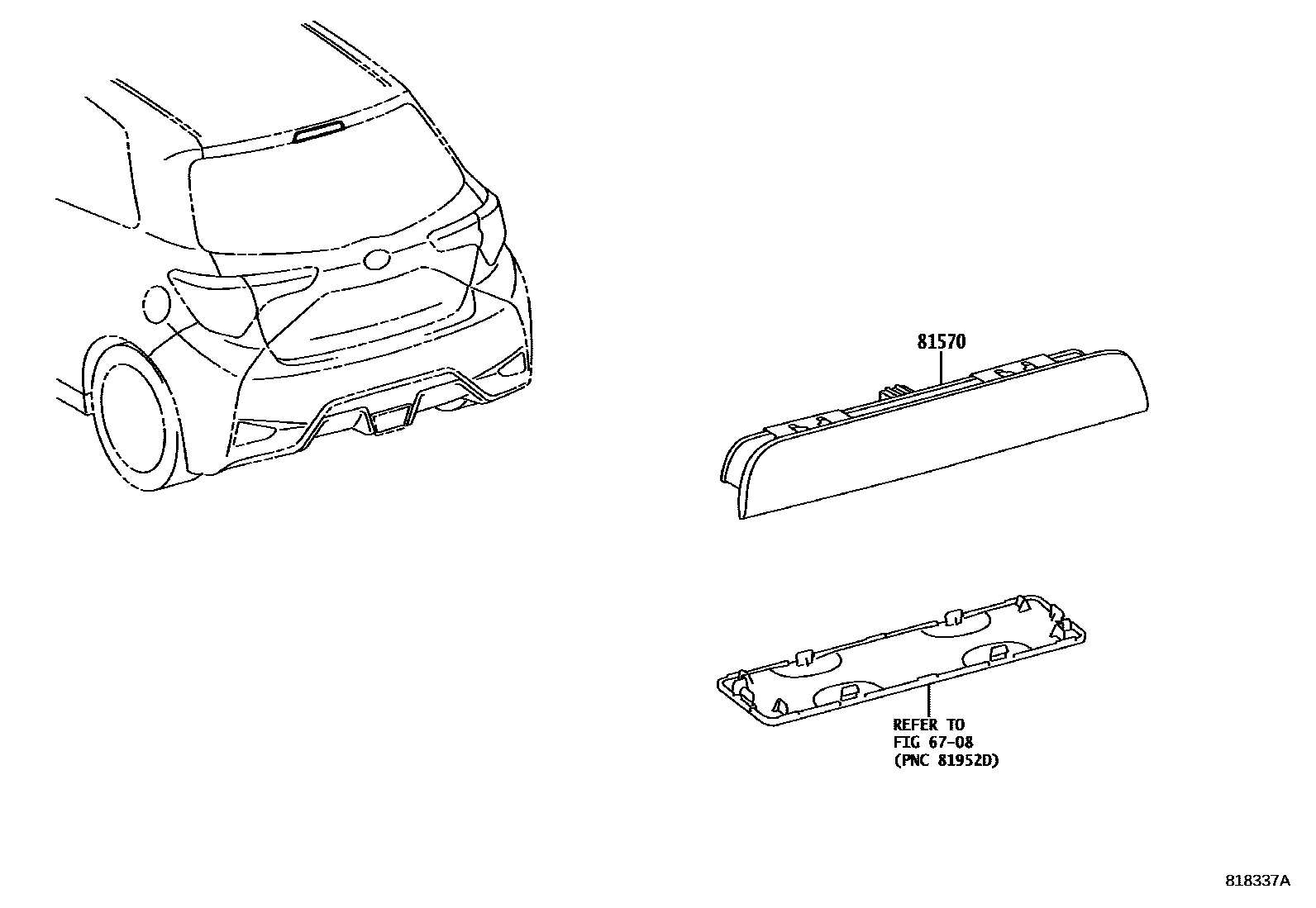 Toyota YARIS 高位刹车灯 EPC diagram — 818337A