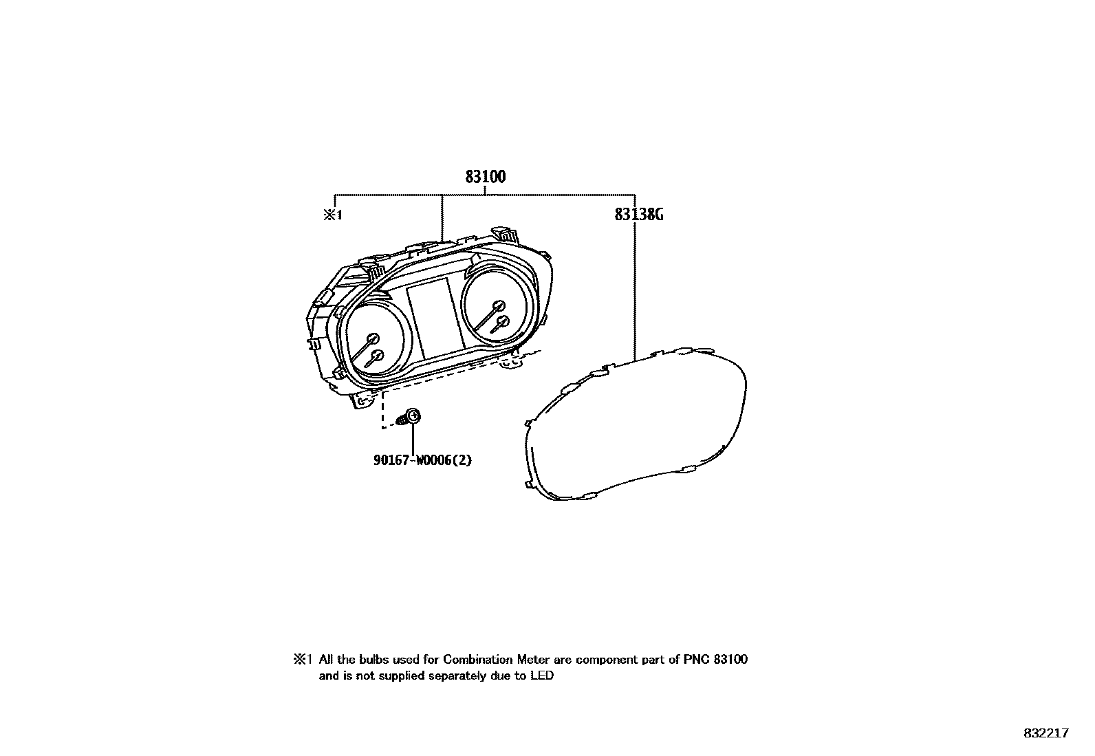 Toyota YARIS 仪表 EPC diagram — 832217