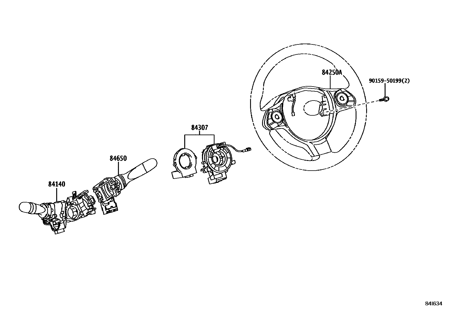 Toyota YARIS 开关和继电器和ECU EPC diagram — 84I634